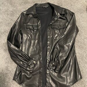 City Streets Black Faux Leather Shirt